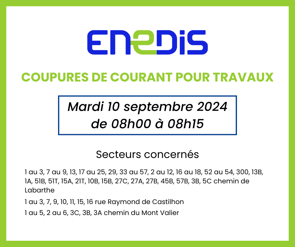 Coupures travaux Enedis - Labastidette